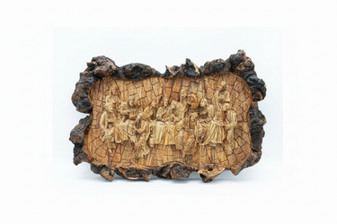 Last Supper Olive Wood Carving - White Background
